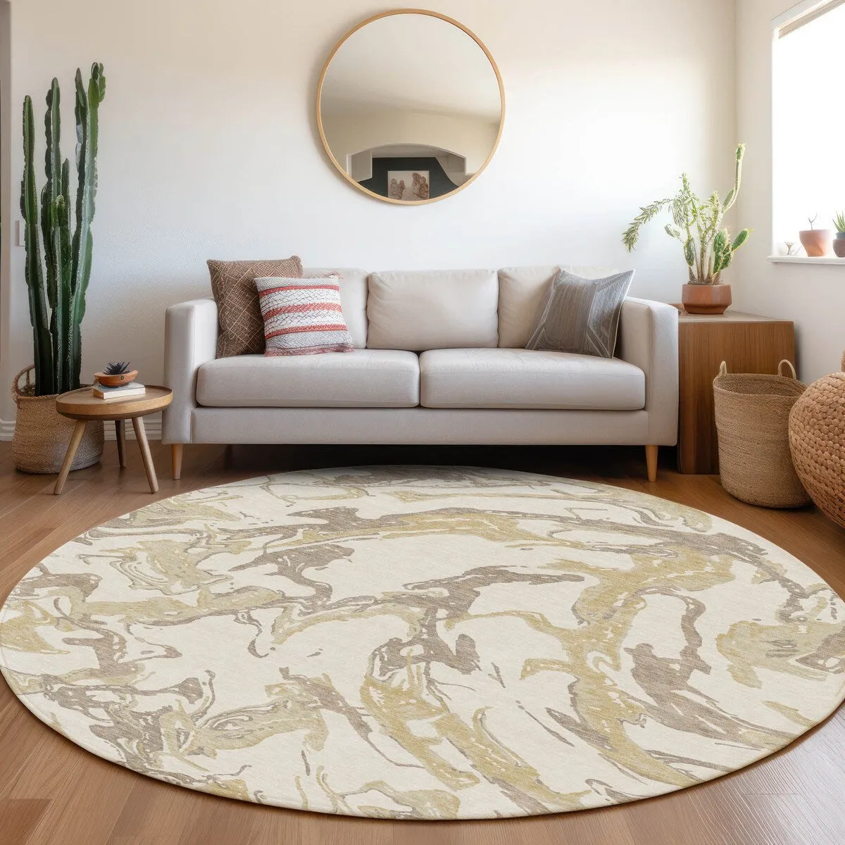 Machine Washable Indoor/ Outdoor Modern Wave Chantille Rug
