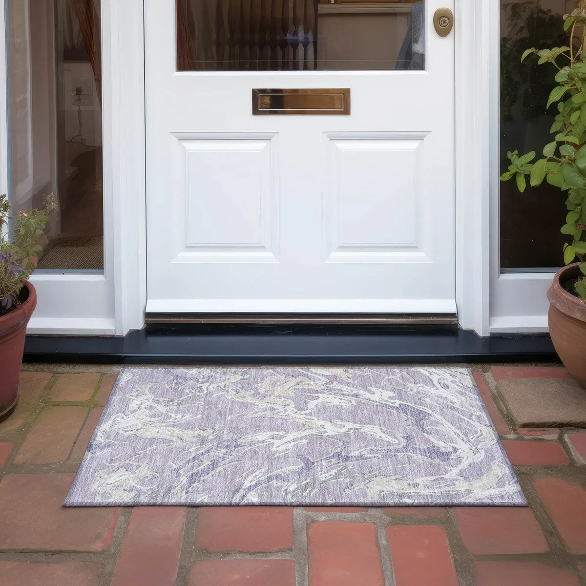 Machine Washable Indoor/ Outdoor Modern Wave Chantille Rug