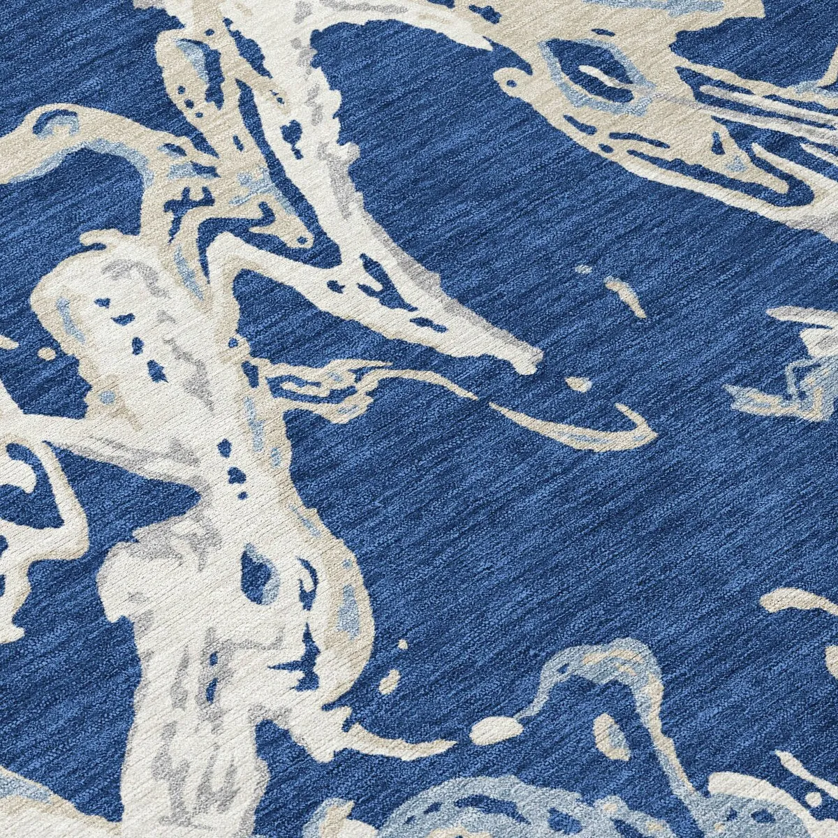 Machine Washable Indoor/ Outdoor Modern Wave Chantille Rug
