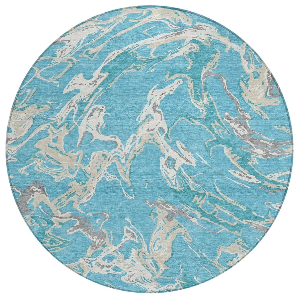 Machine Washable Indoor/ Outdoor Modern Wave Chantille Rug