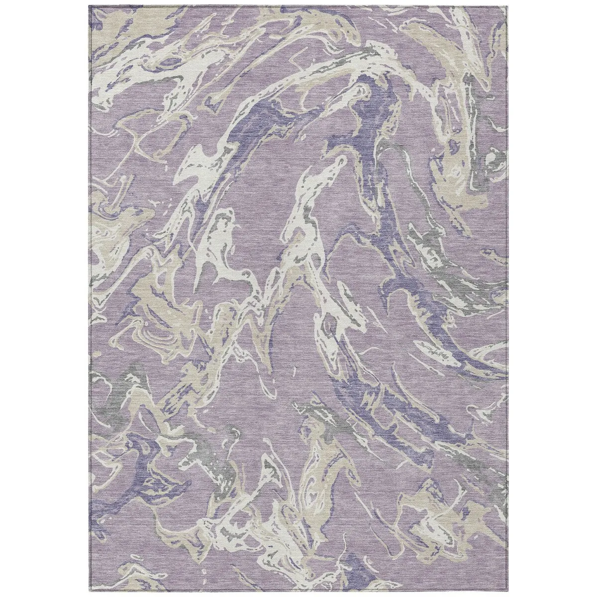 Machine Washable Indoor/ Outdoor Modern Wave Chantille Rug