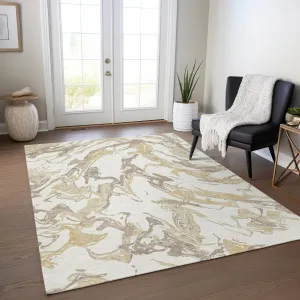 Machine Washable Indoor/ Outdoor Modern Wave Chantille Rug