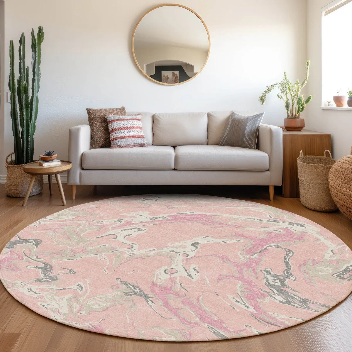 Machine Washable Indoor/ Outdoor Modern Wave Chantille Rug