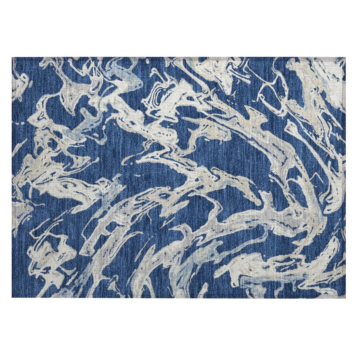 Machine Washable Indoor/ Outdoor Modern Wave Chantille Rug