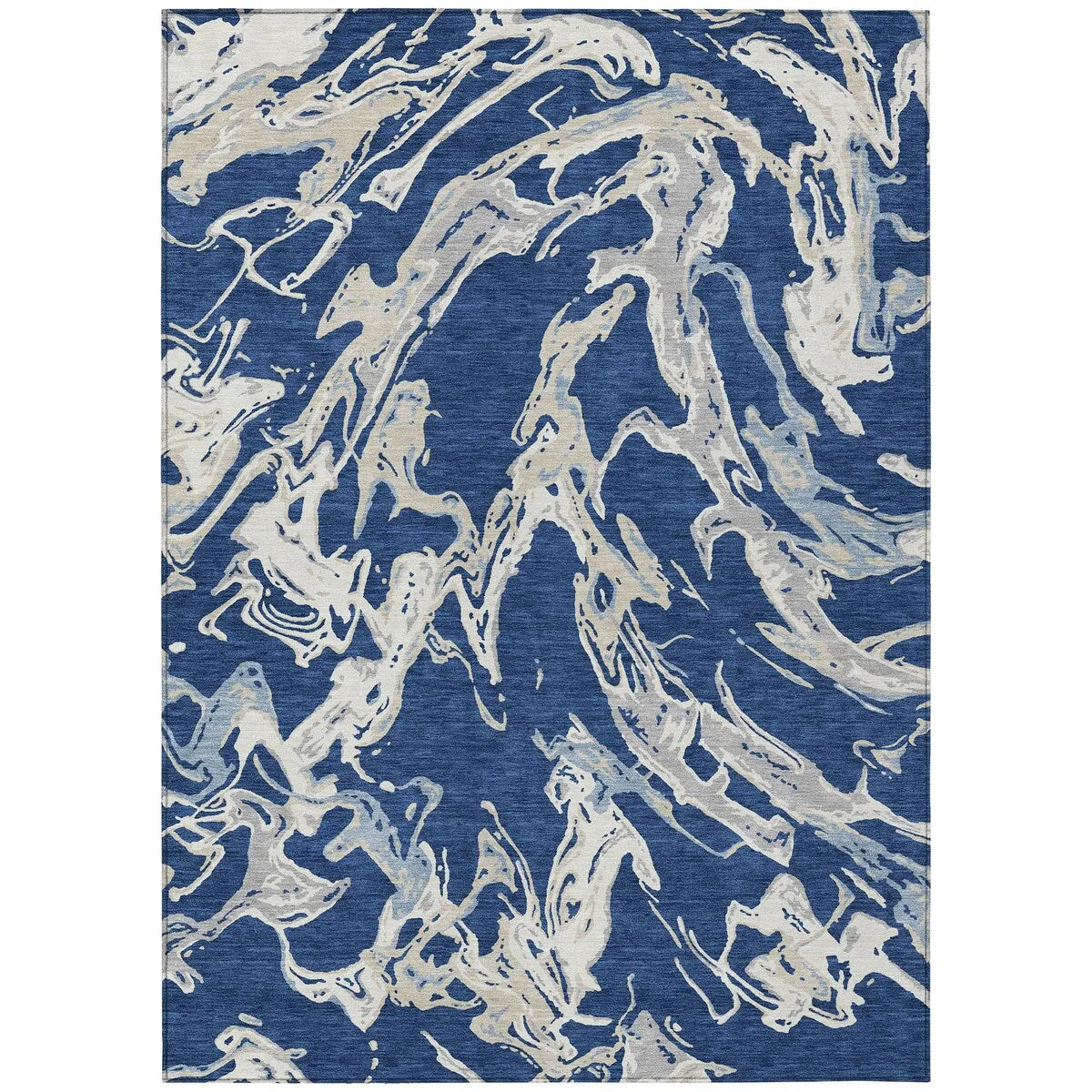 Machine Washable Indoor/ Outdoor Modern Wave Chantille Rug