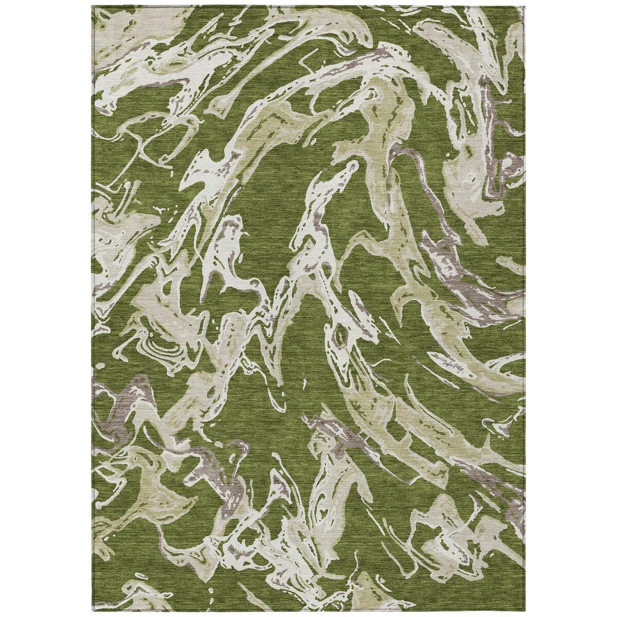 Machine Washable Indoor/ Outdoor Modern Wave Chantille Rug