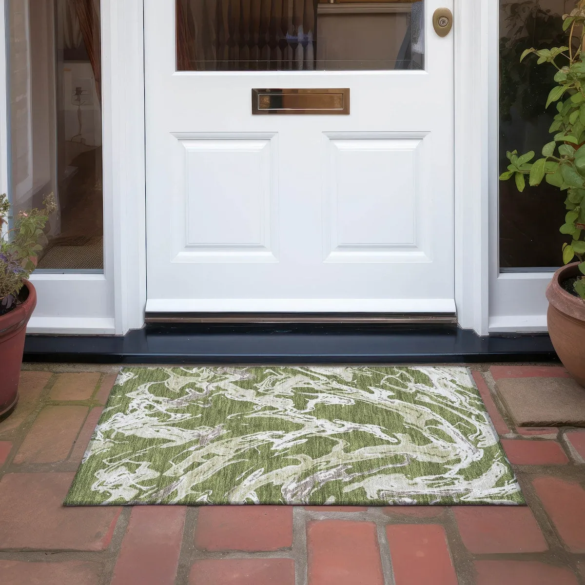 Machine Washable Indoor/ Outdoor Modern Wave Chantille Rug