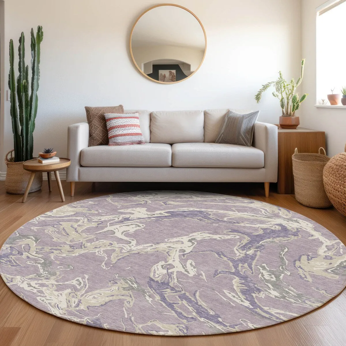 Machine Washable Indoor/ Outdoor Modern Wave Chantille Rug