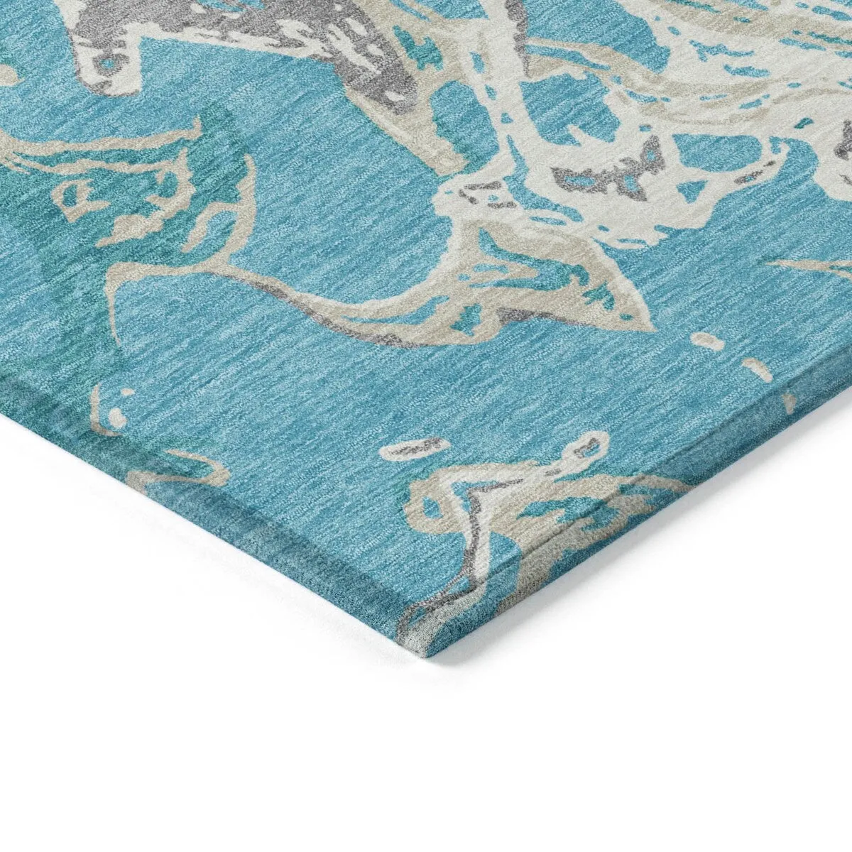 Machine Washable Indoor/ Outdoor Modern Wave Chantille Rug