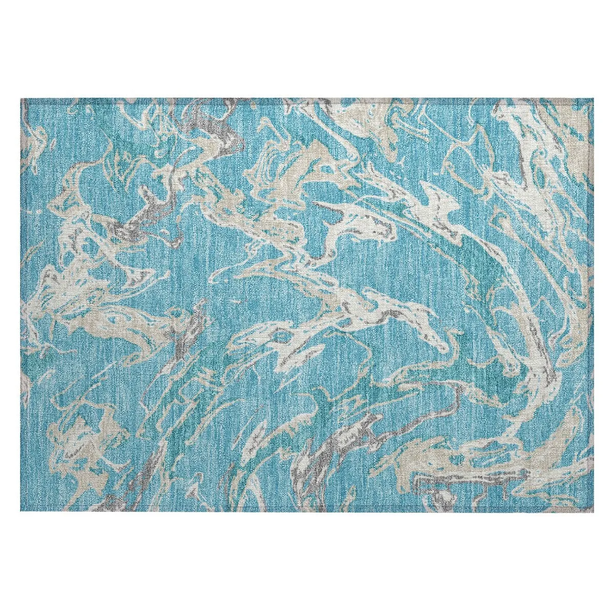Machine Washable Indoor/ Outdoor Modern Wave Chantille Rug