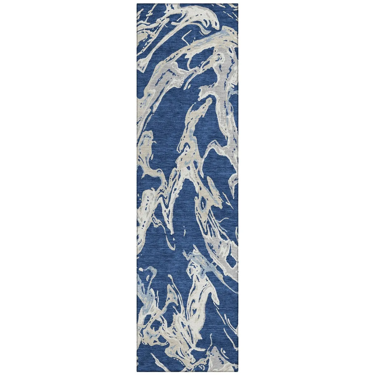 Machine Washable Indoor/ Outdoor Modern Wave Chantille Rug