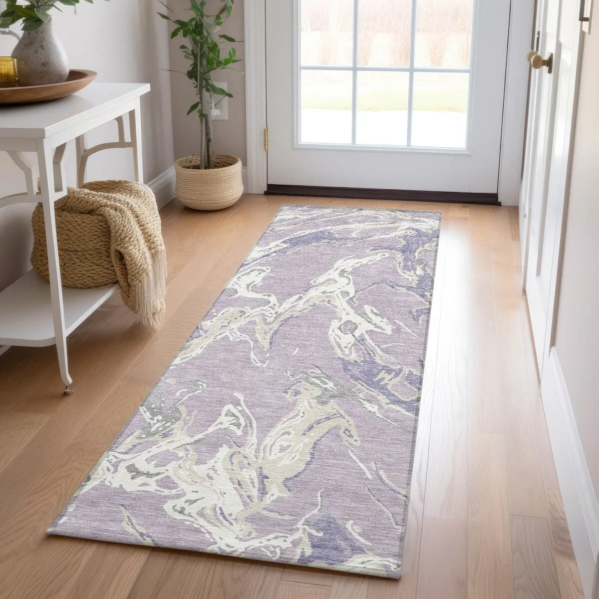 Machine Washable Indoor/ Outdoor Modern Wave Chantille Rug