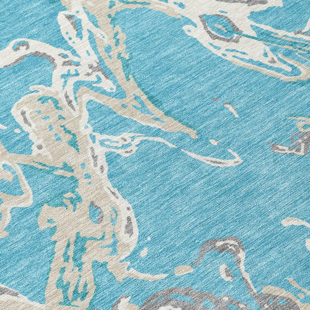 Machine Washable Indoor/ Outdoor Modern Wave Chantille Rug