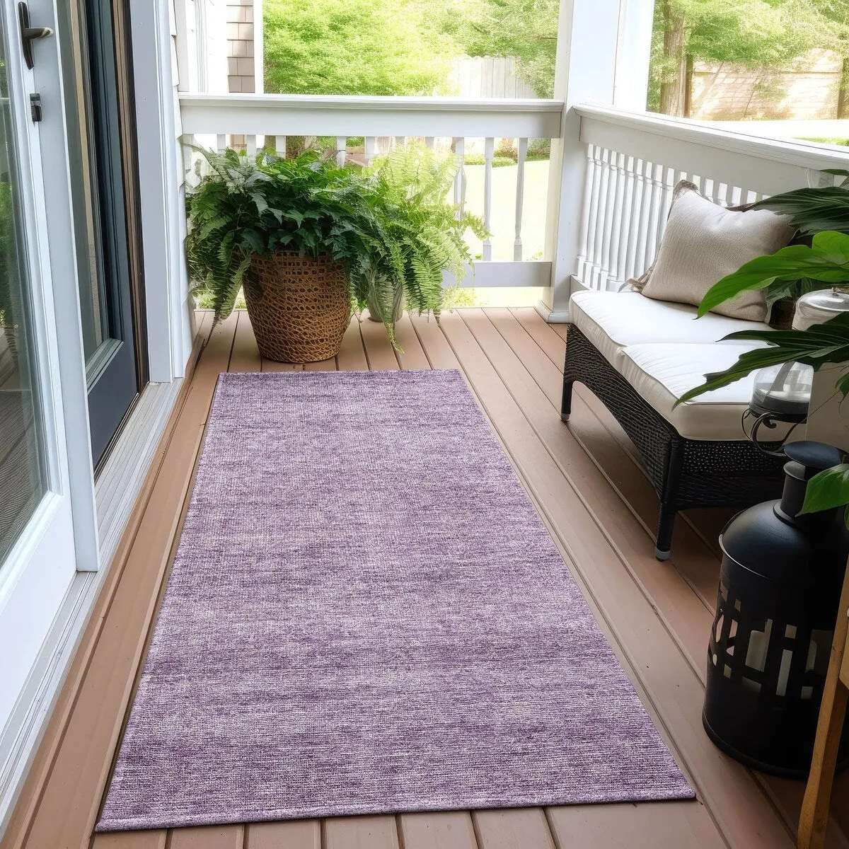 Machine Washable Indoor/ Outdoor Ombre Solid Chantille Rug