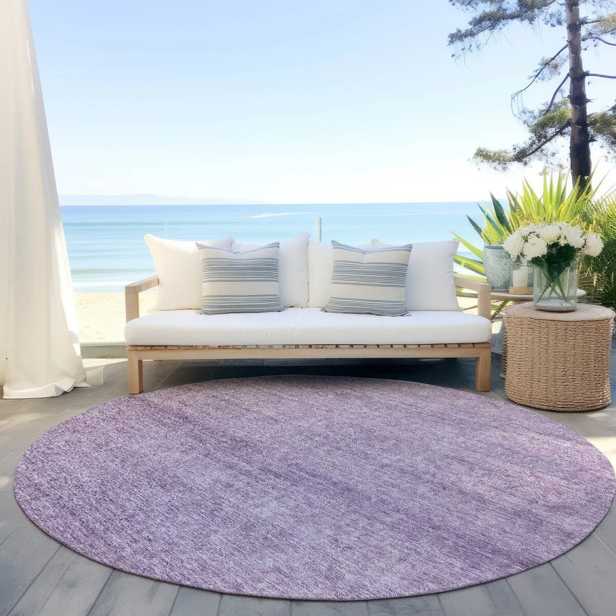 Machine Washable Indoor/ Outdoor Ombre Solid Chantille Rug