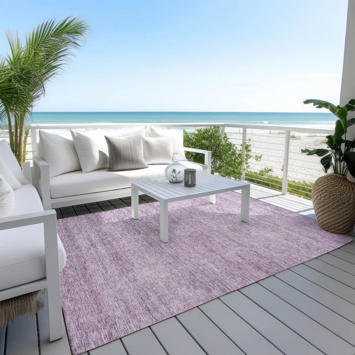 Machine Washable Indoor/ Outdoor Ombre Solid Chantille Rug
