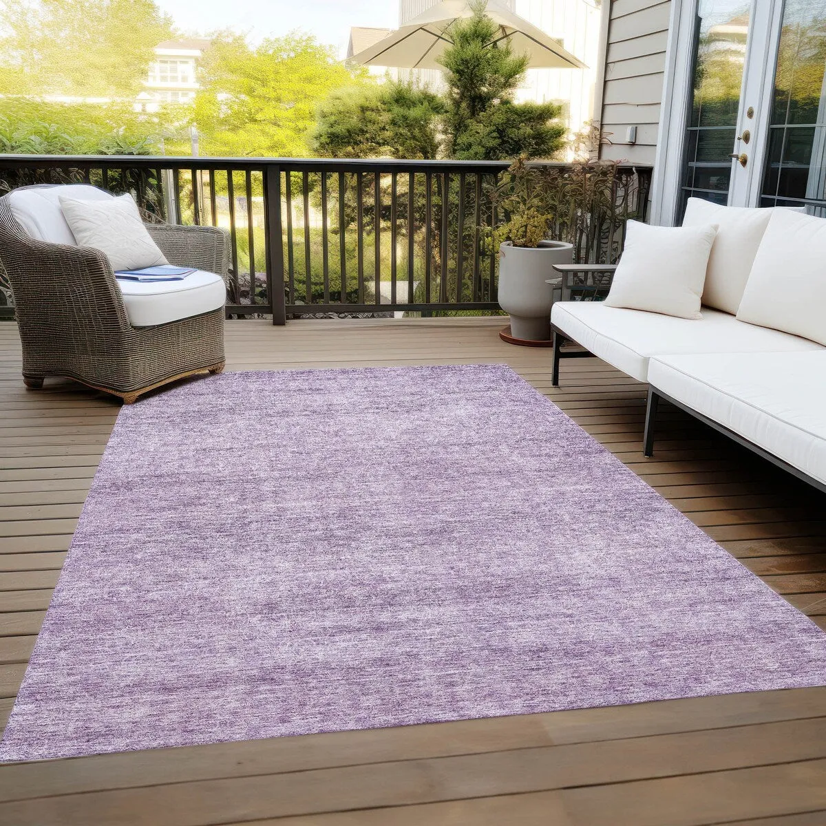 Machine Washable Indoor/ Outdoor Ombre Solid Chantille Rug