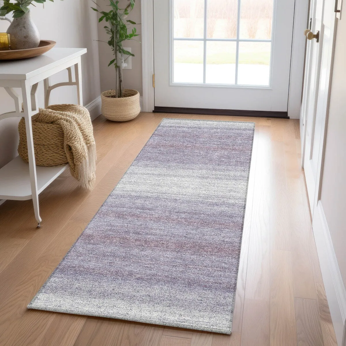 Machine Washable Indoor/ Outdoor Ombre Stripe Chantille Rug