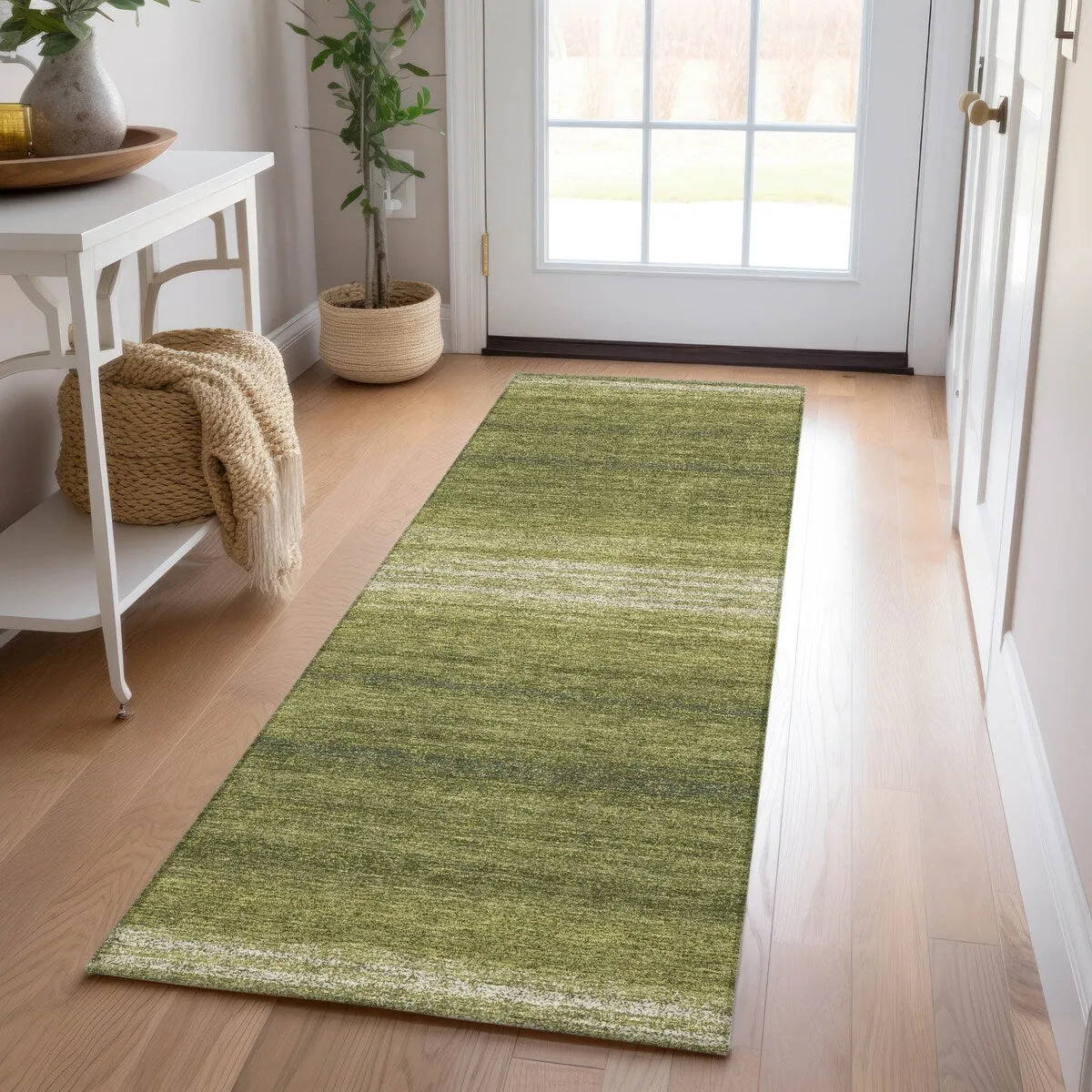 Machine Washable Indoor/ Outdoor Ombre Stripe Chantille Rug