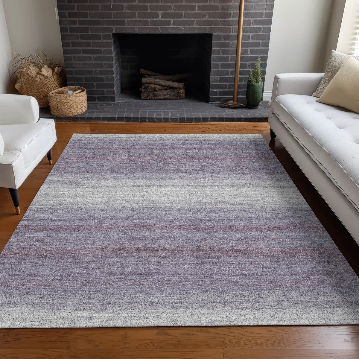 Machine Washable Indoor/ Outdoor Ombre Stripe Chantille Rug