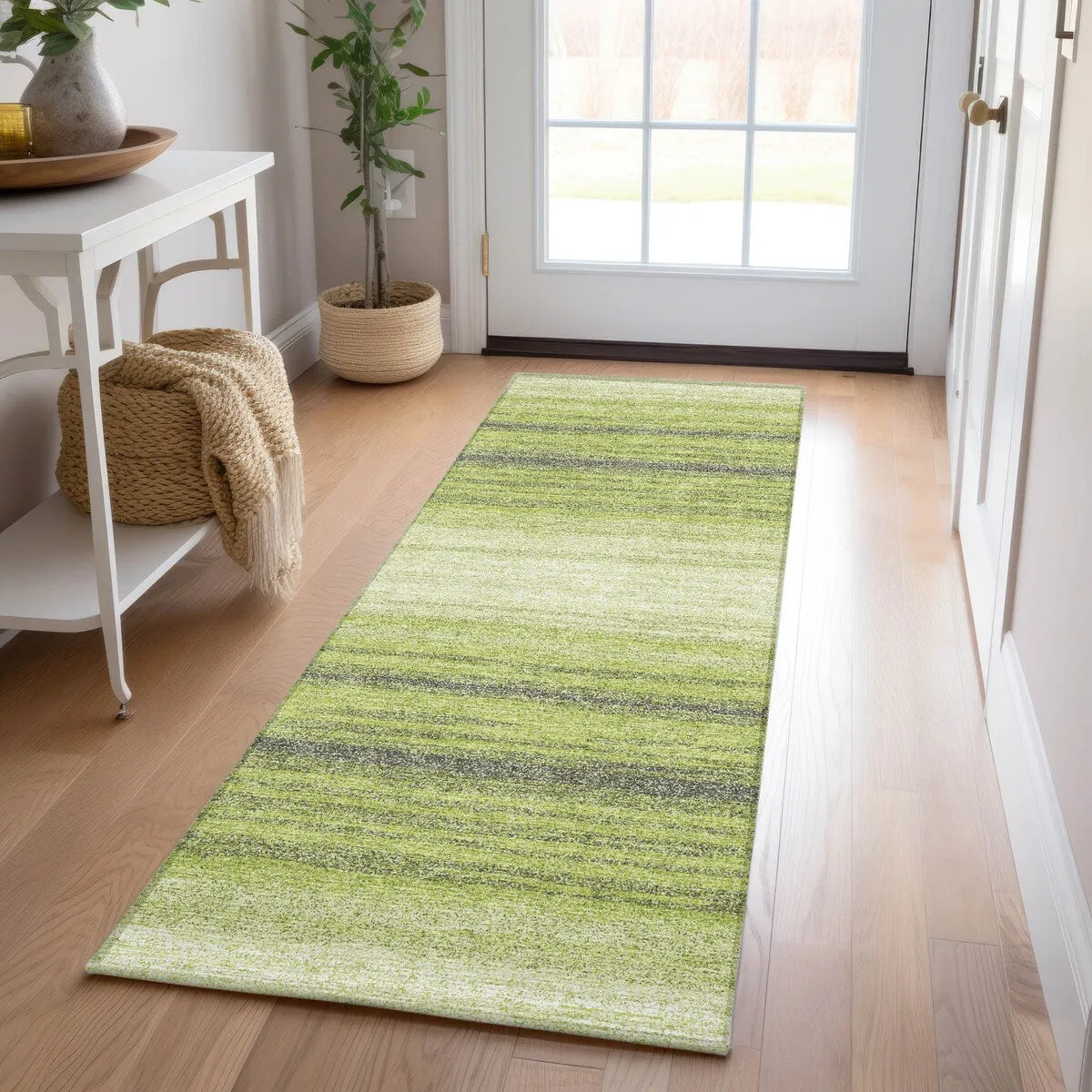 Machine Washable Indoor/ Outdoor Ombre Stripe Chantille Rug