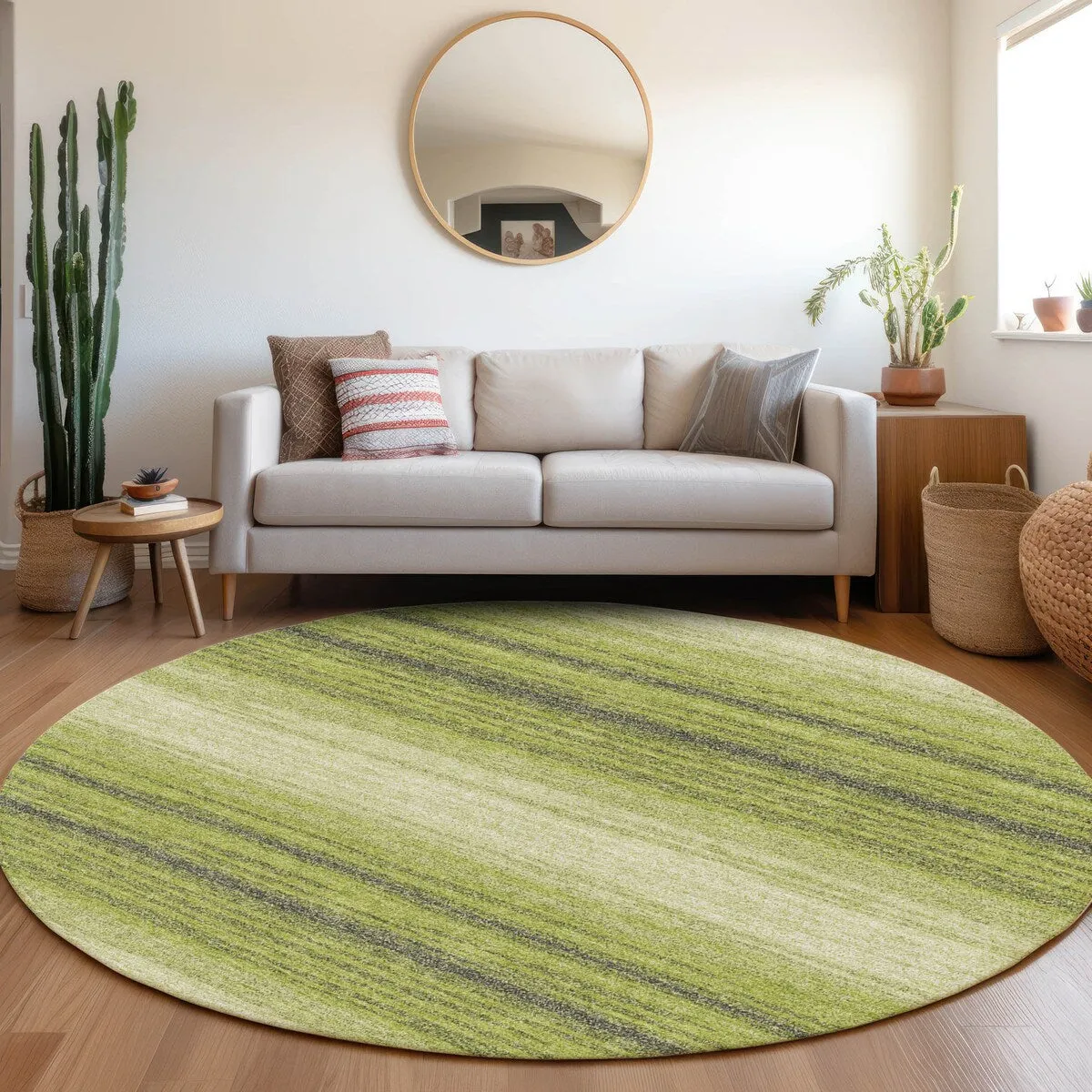 Machine Washable Indoor/ Outdoor Ombre Stripe Chantille Rug