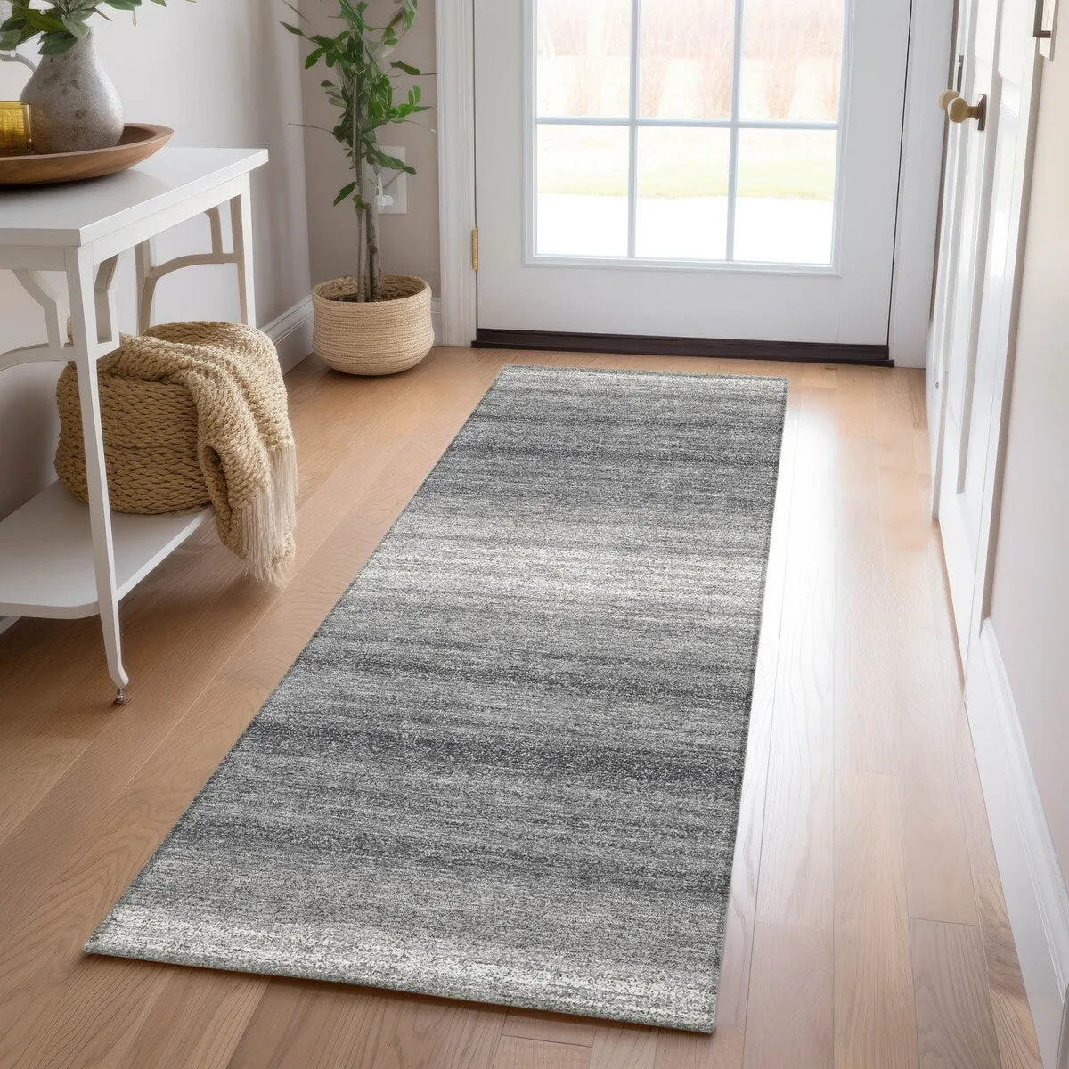 Machine Washable Indoor/ Outdoor Ombre Stripe Chantille Rug