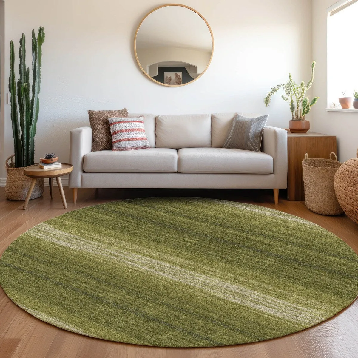 Machine Washable Indoor/ Outdoor Ombre Stripe Chantille Rug