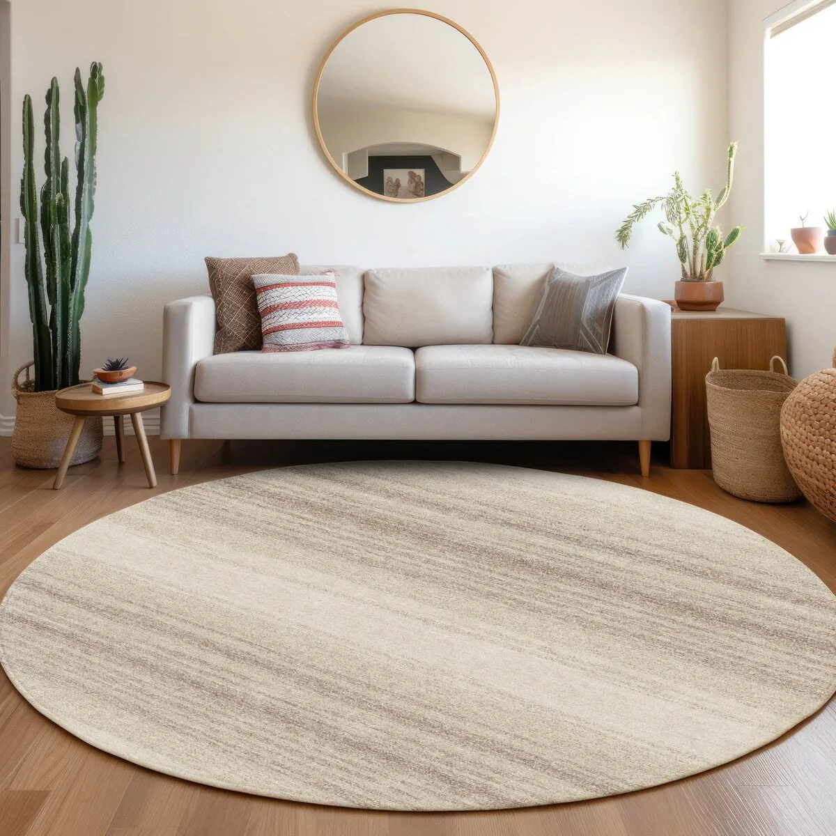 Machine Washable Indoor/ Outdoor Ombre Stripe Chantille Rug