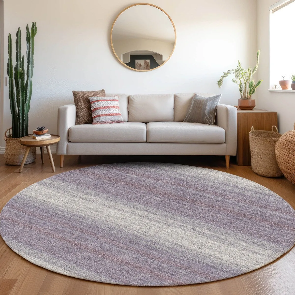 Machine Washable Indoor/ Outdoor Ombre Stripe Chantille Rug