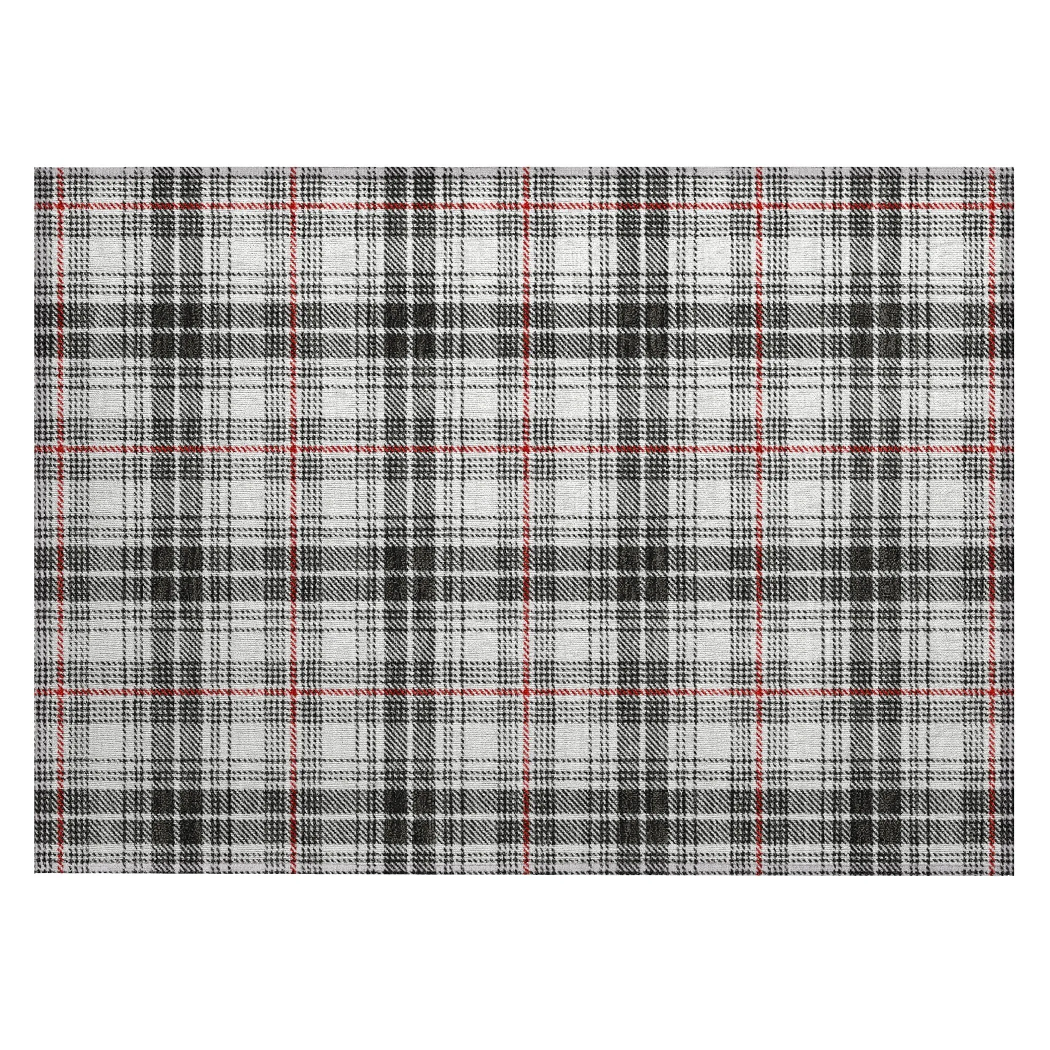 Machine Washable Indoor/ Outdoor Plaid Chantille Rug