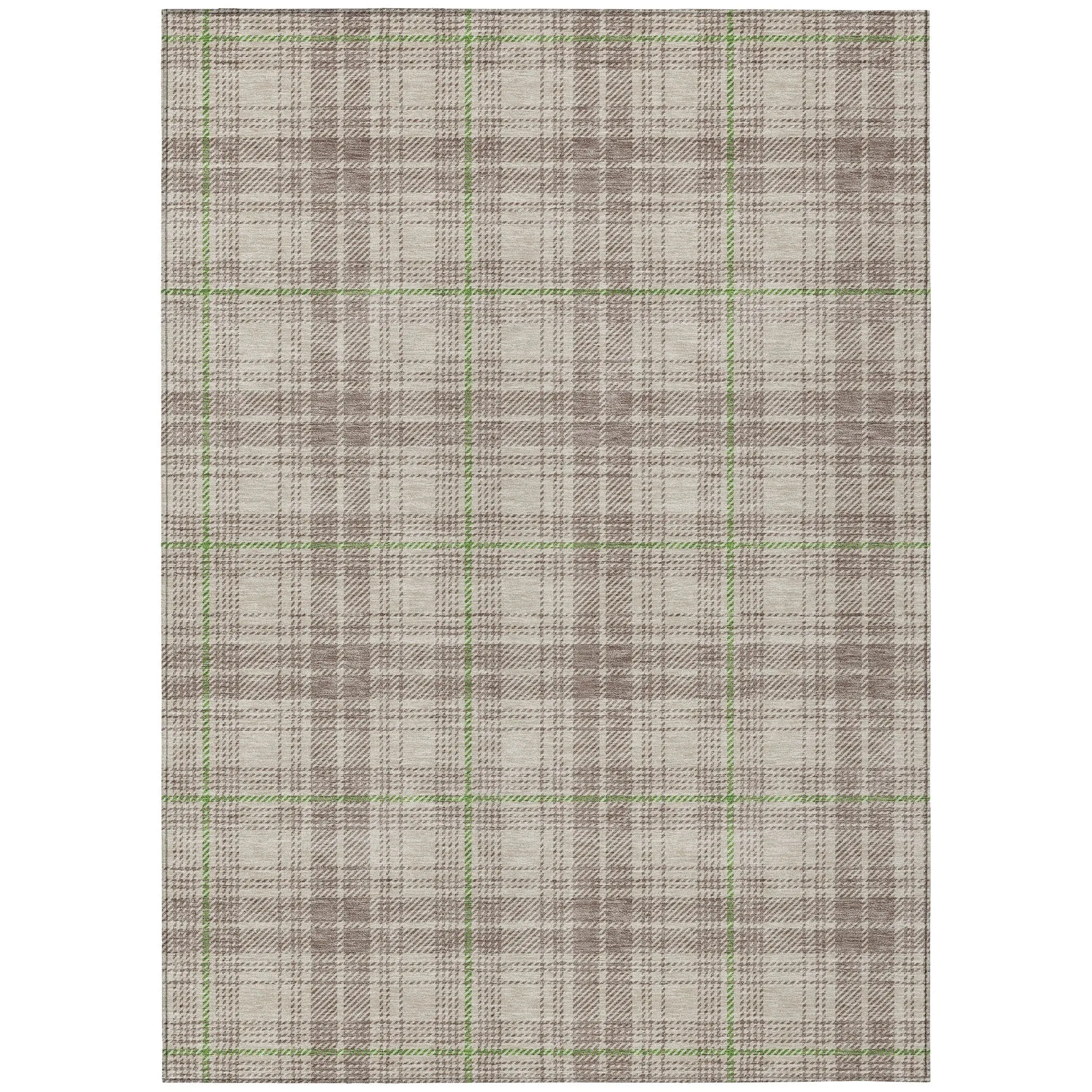 Machine Washable Indoor/ Outdoor Plaid Chantille Rug