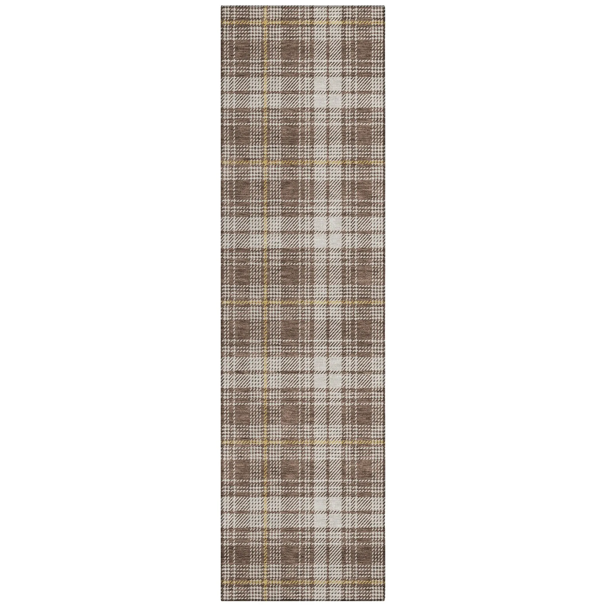 Machine Washable Indoor/ Outdoor Plaid Chantille Rug