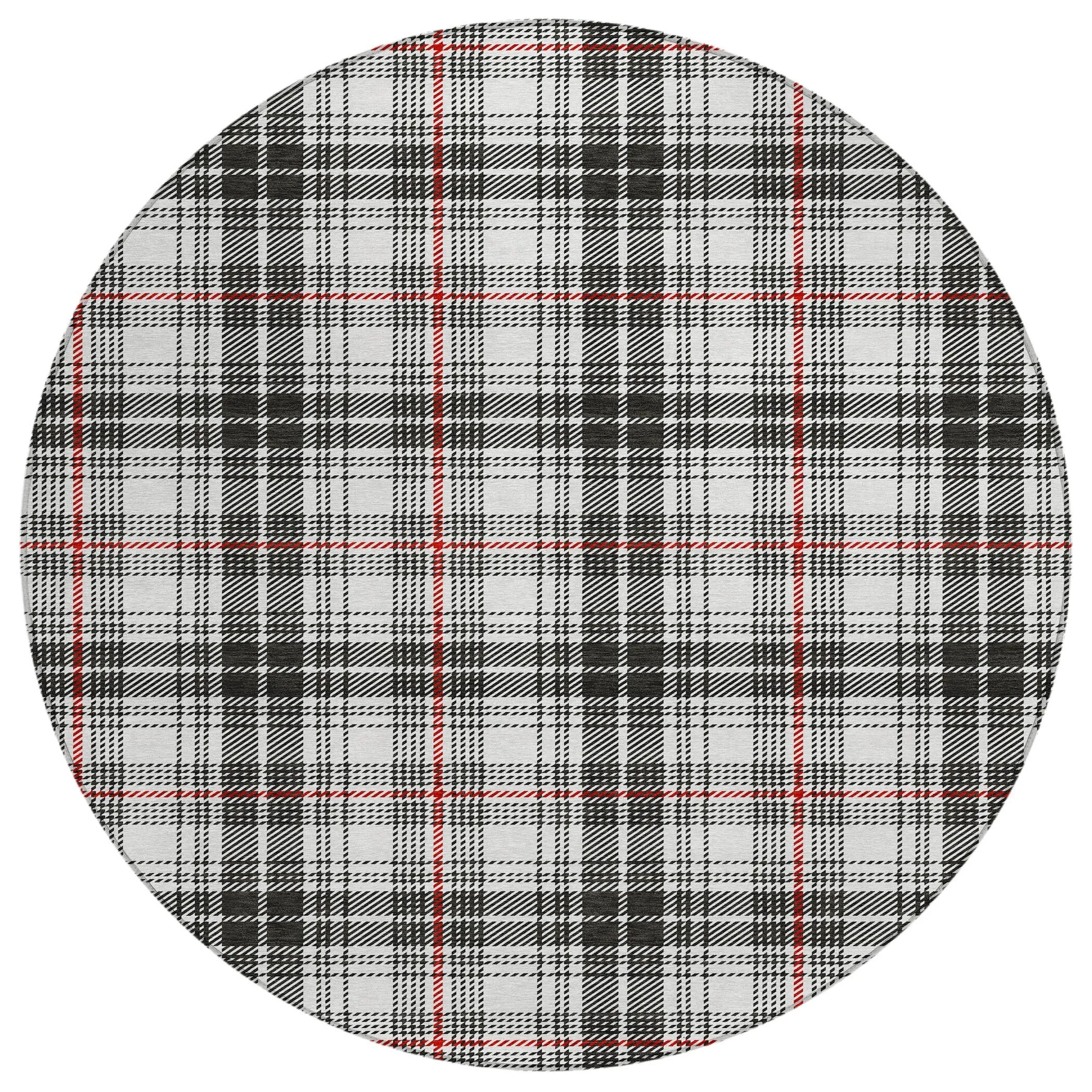 Machine Washable Indoor/ Outdoor Plaid Chantille Rug