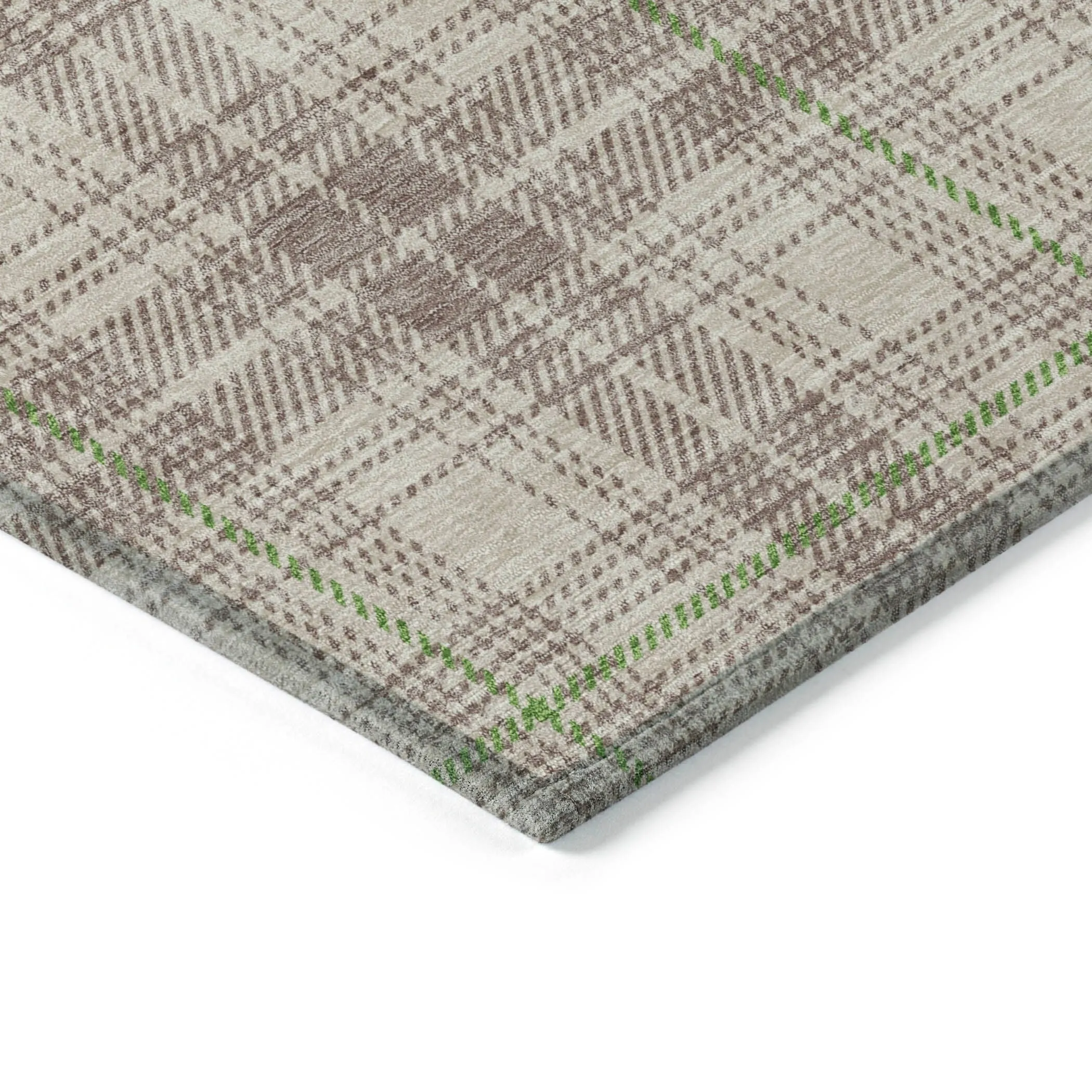 Machine Washable Indoor/ Outdoor Plaid Chantille Rug