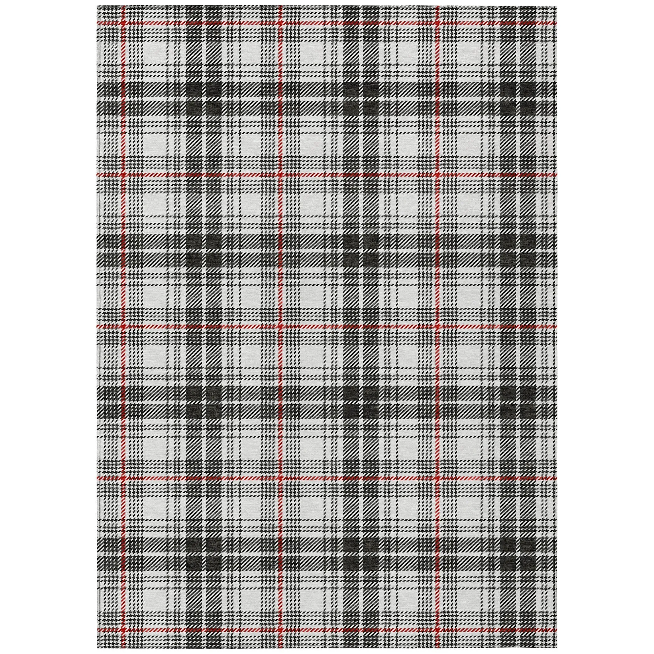 Machine Washable Indoor/ Outdoor Plaid Chantille Rug