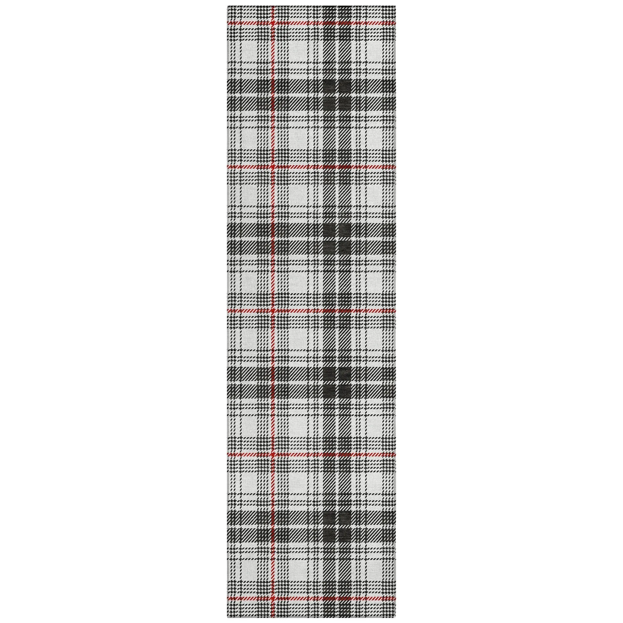Machine Washable Indoor/ Outdoor Plaid Chantille Rug