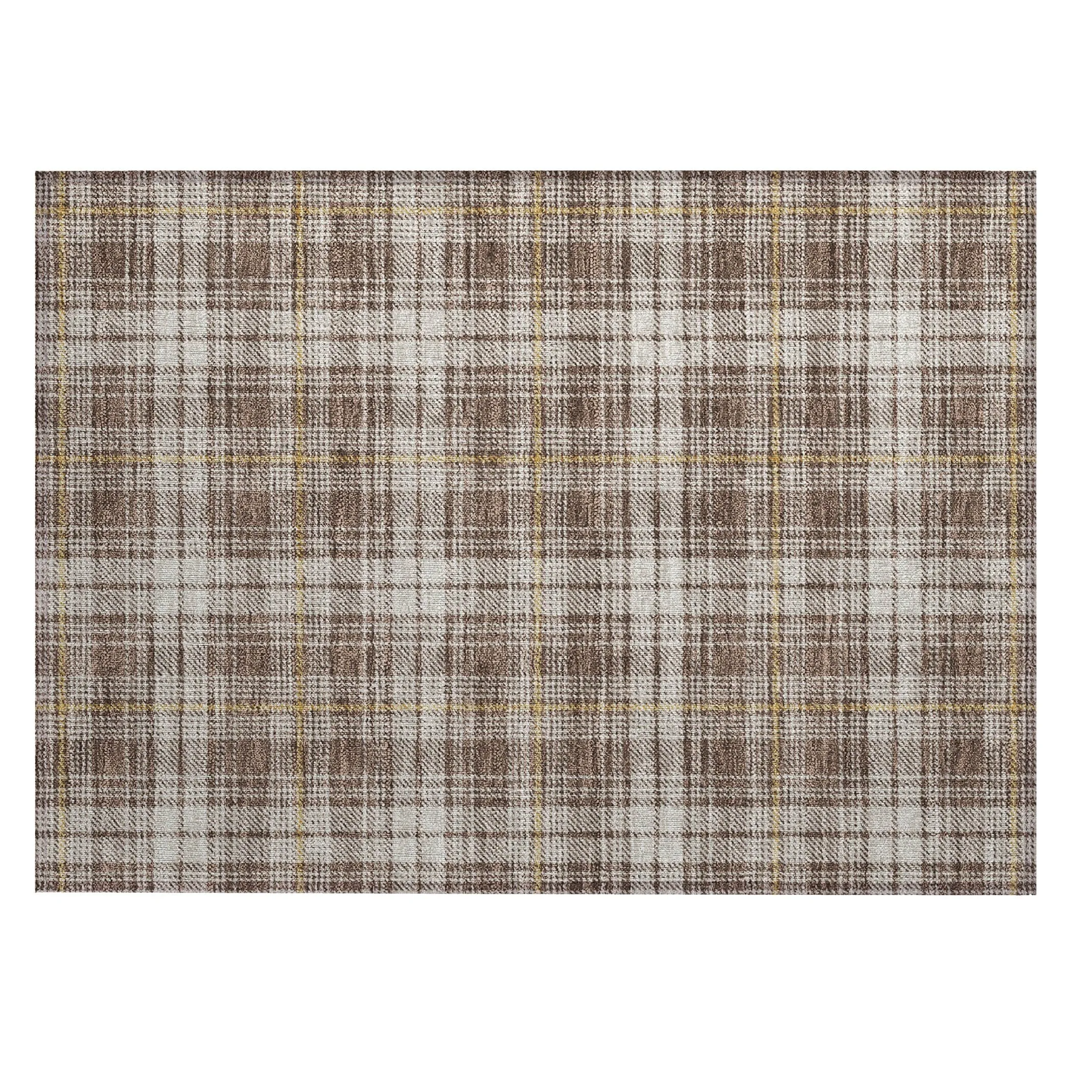 Machine Washable Indoor/ Outdoor Plaid Chantille Rug
