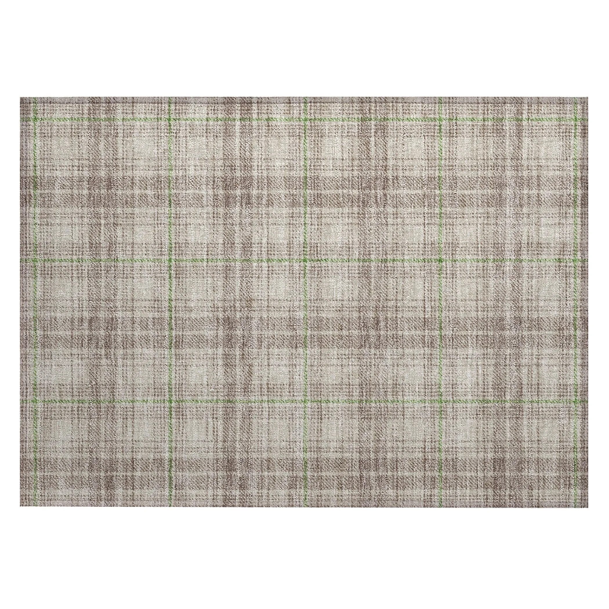 Machine Washable Indoor/ Outdoor Plaid Chantille Rug