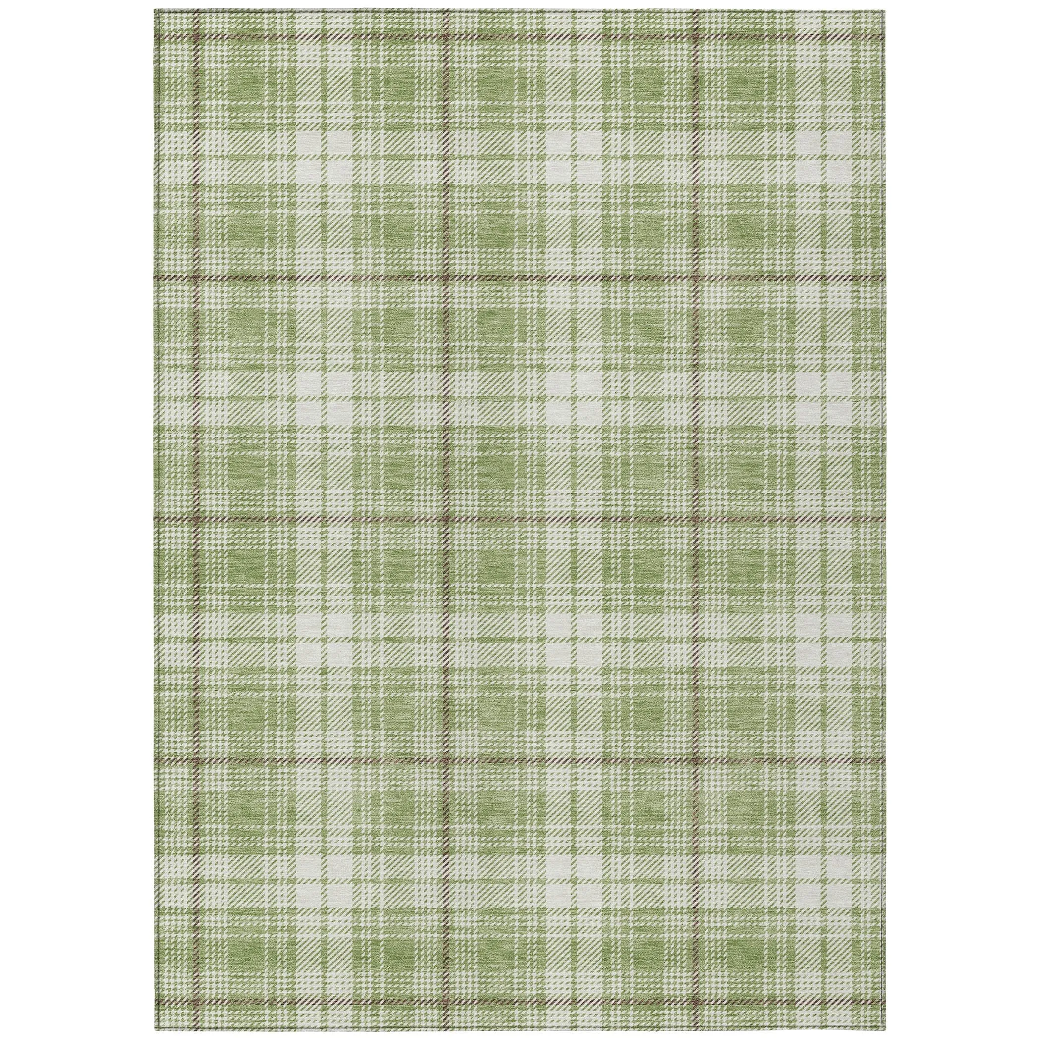 Machine Washable Indoor/ Outdoor Plaid Chantille Rug