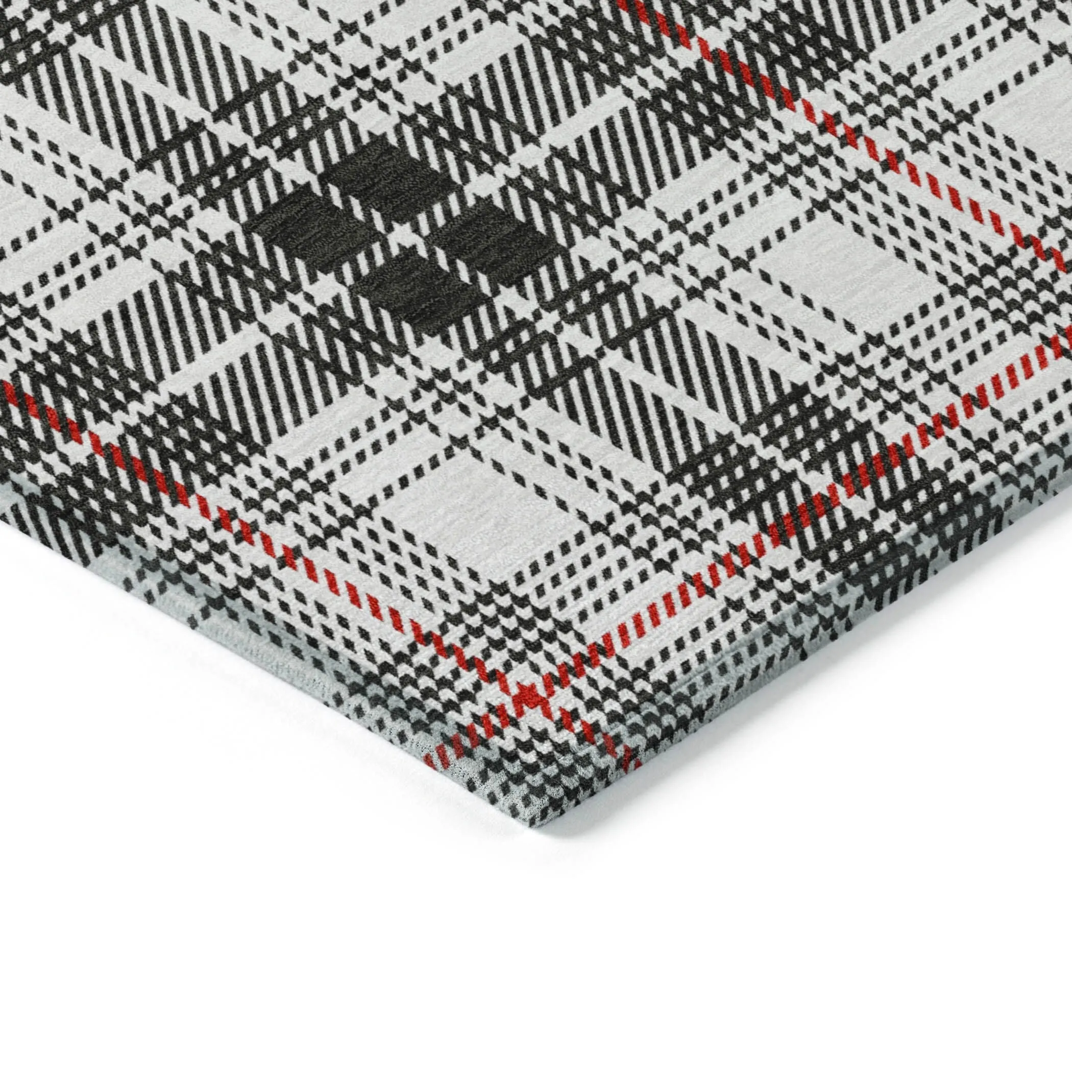 Machine Washable Indoor/ Outdoor Plaid Chantille Rug