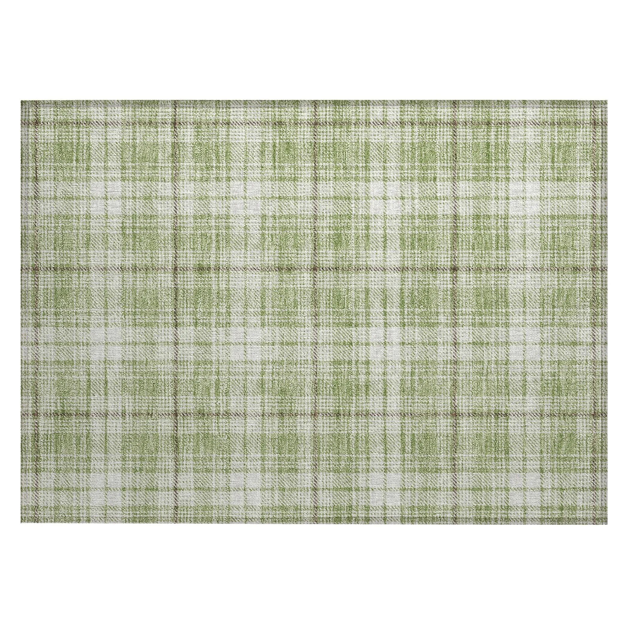 Machine Washable Indoor/ Outdoor Plaid Chantille Rug