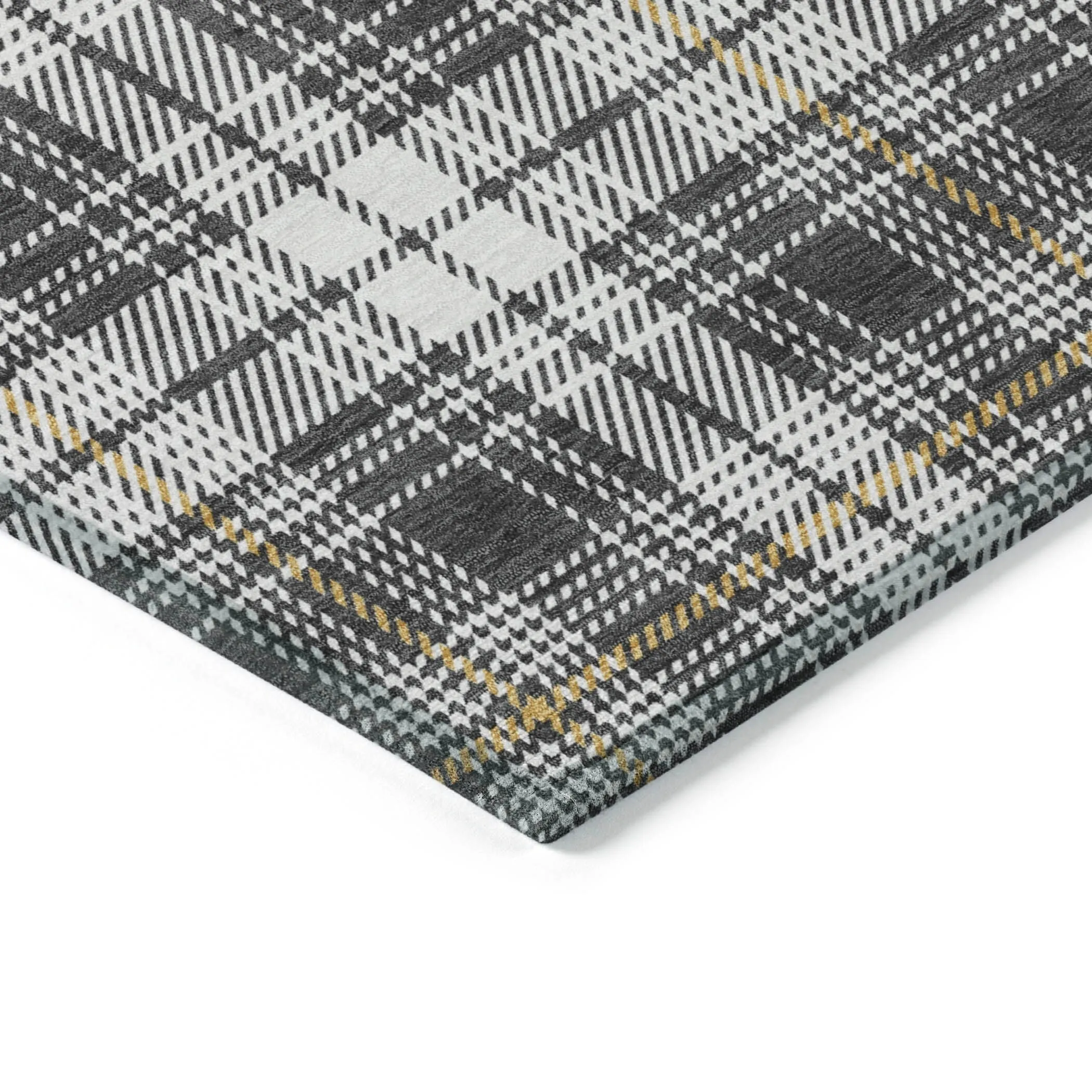 Machine Washable Indoor/ Outdoor Plaid Chantille Rug