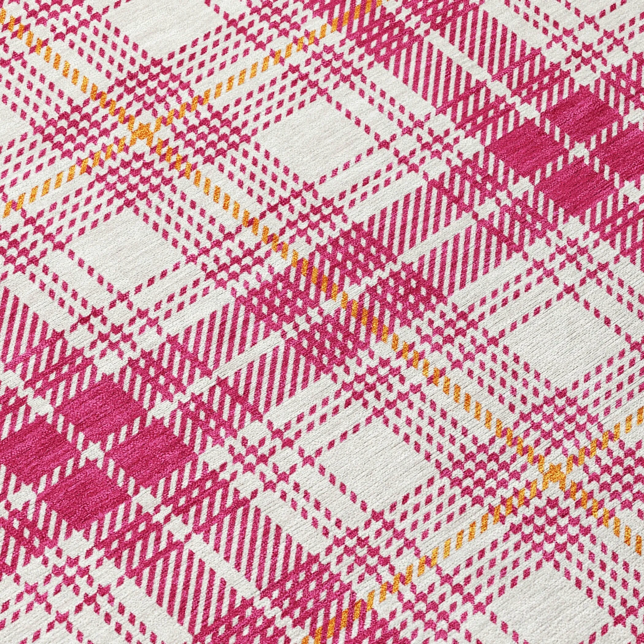 Machine Washable Indoor/ Outdoor Plaid Chantille Rug