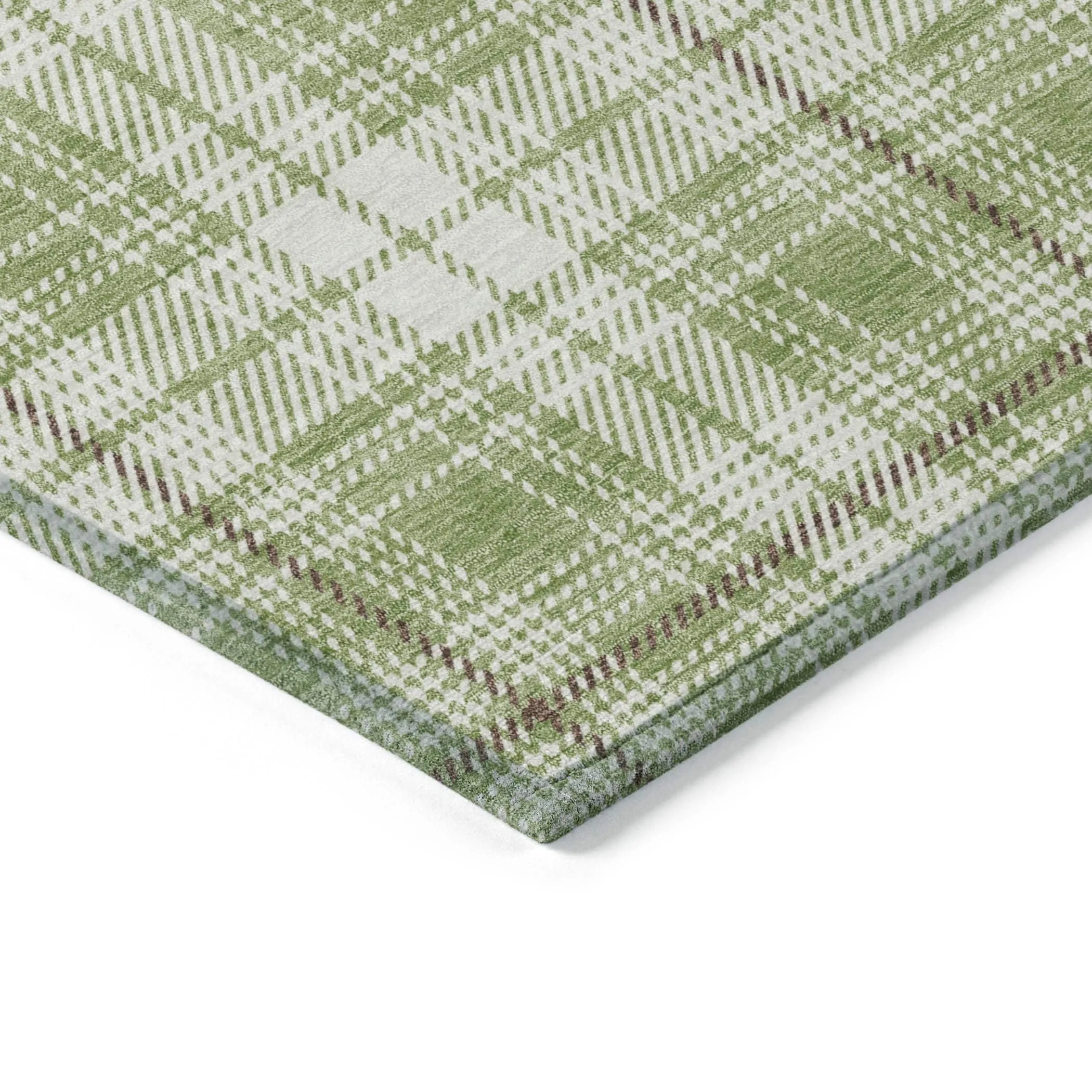Machine Washable Indoor/ Outdoor Plaid Chantille Rug
