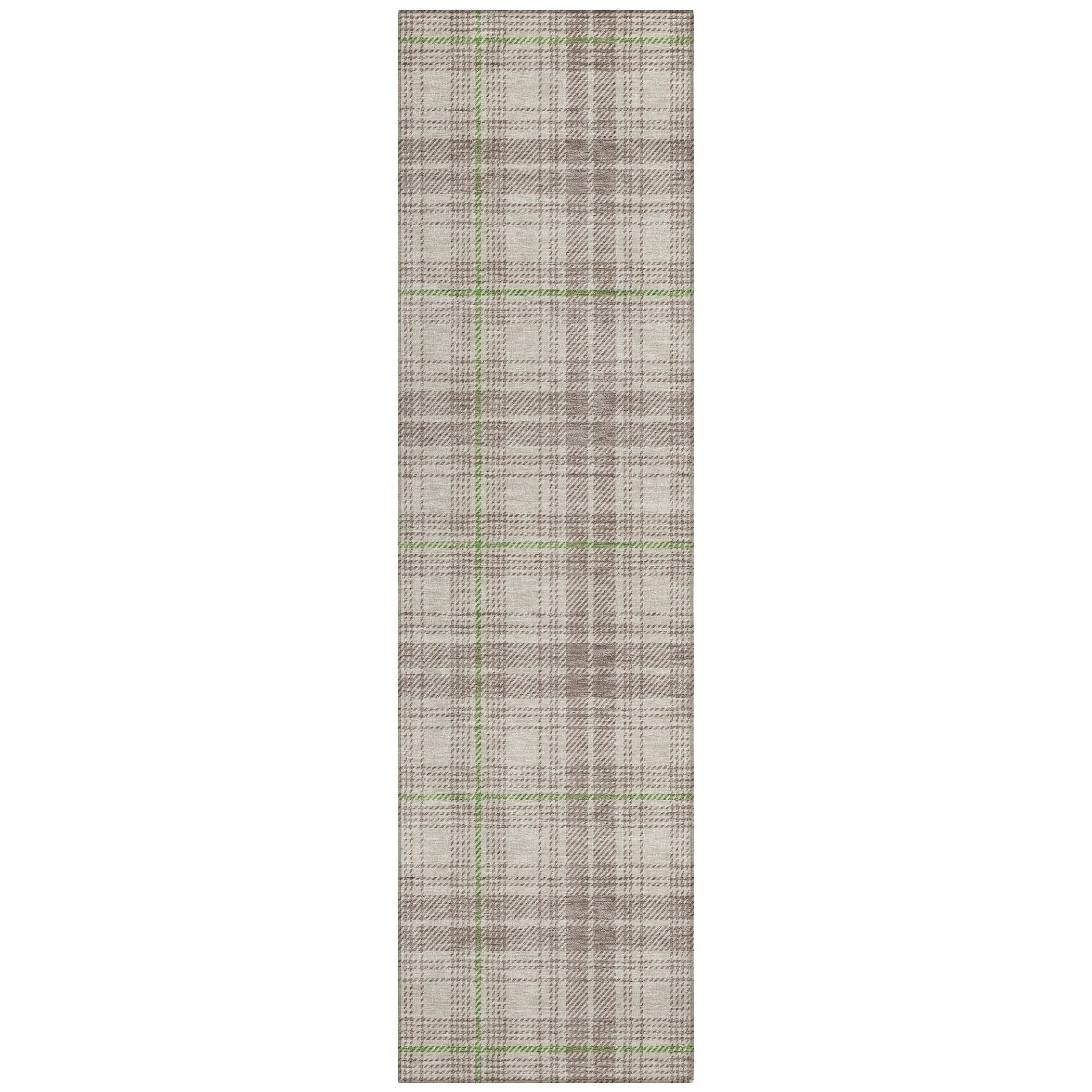 Machine Washable Indoor/ Outdoor Plaid Chantille Rug
