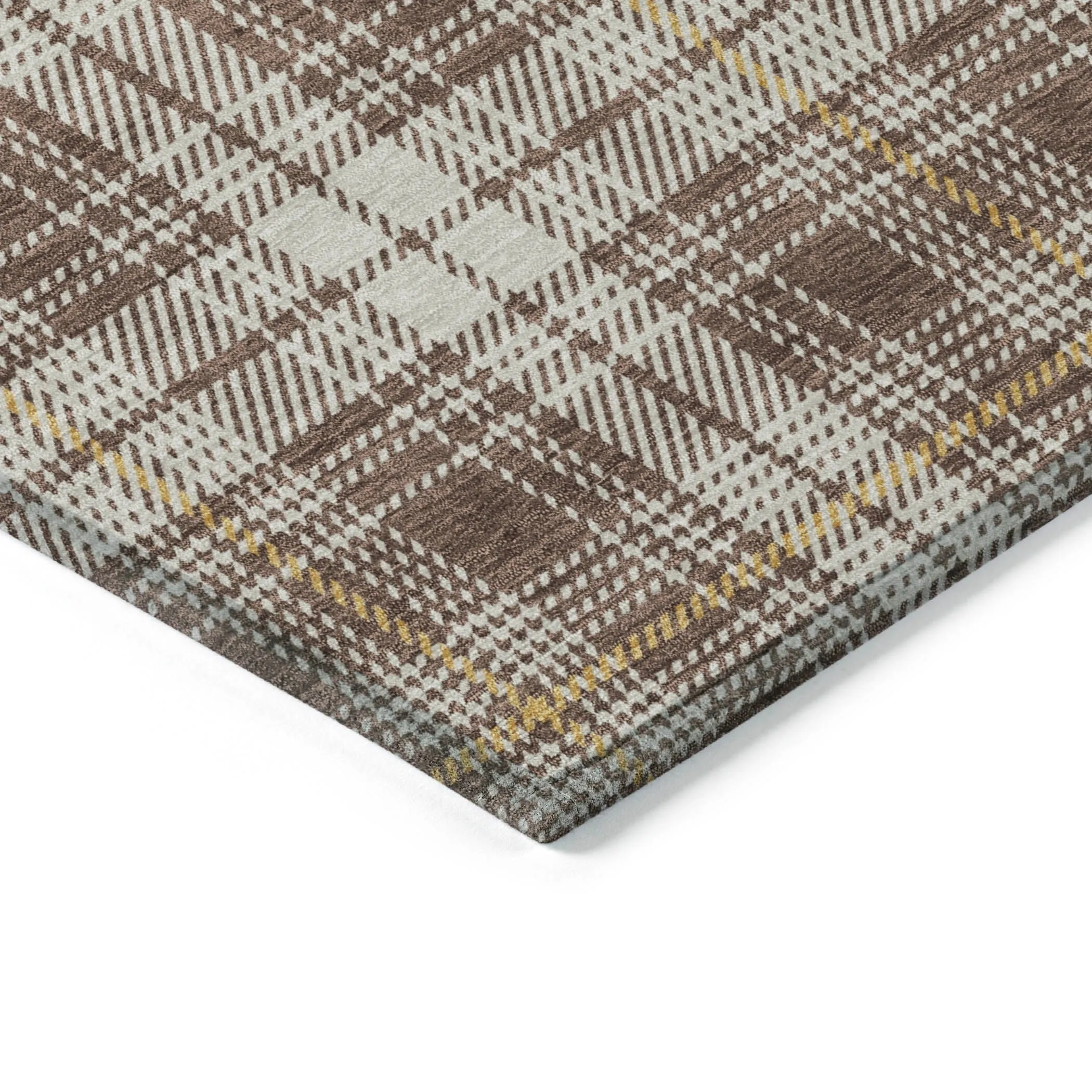 Machine Washable Indoor/ Outdoor Plaid Chantille Rug