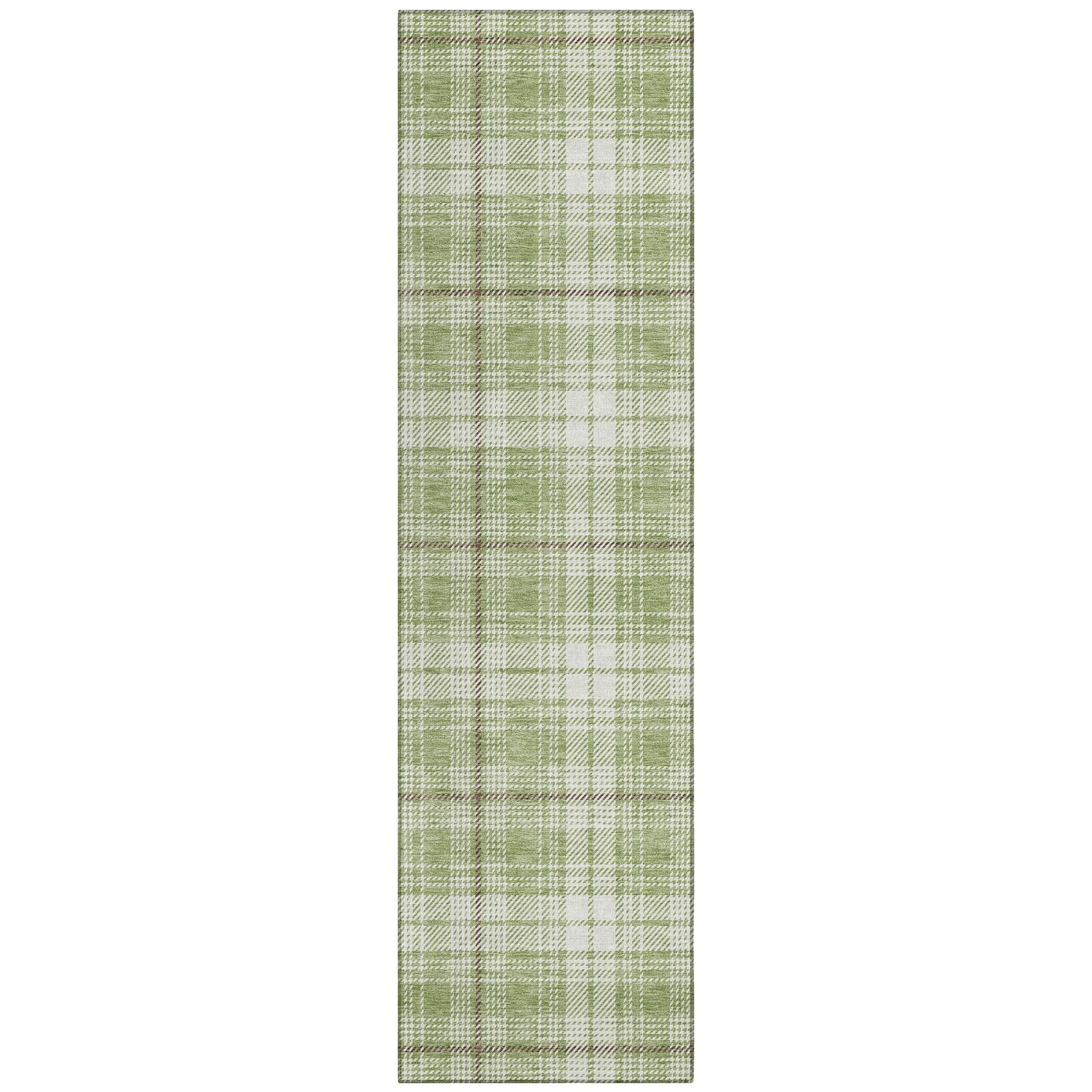 Machine Washable Indoor/ Outdoor Plaid Chantille Rug