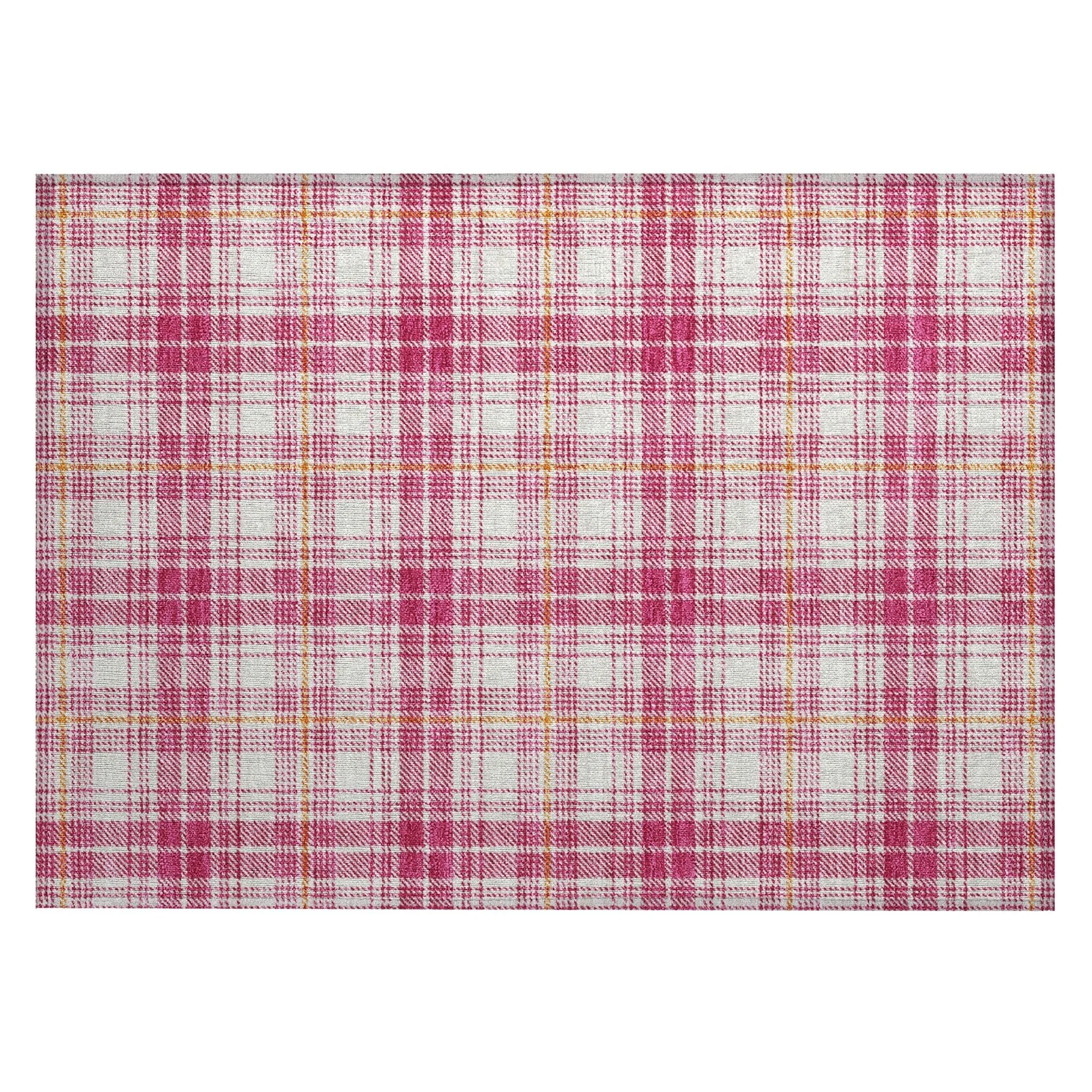 Machine Washable Indoor/ Outdoor Plaid Chantille Rug