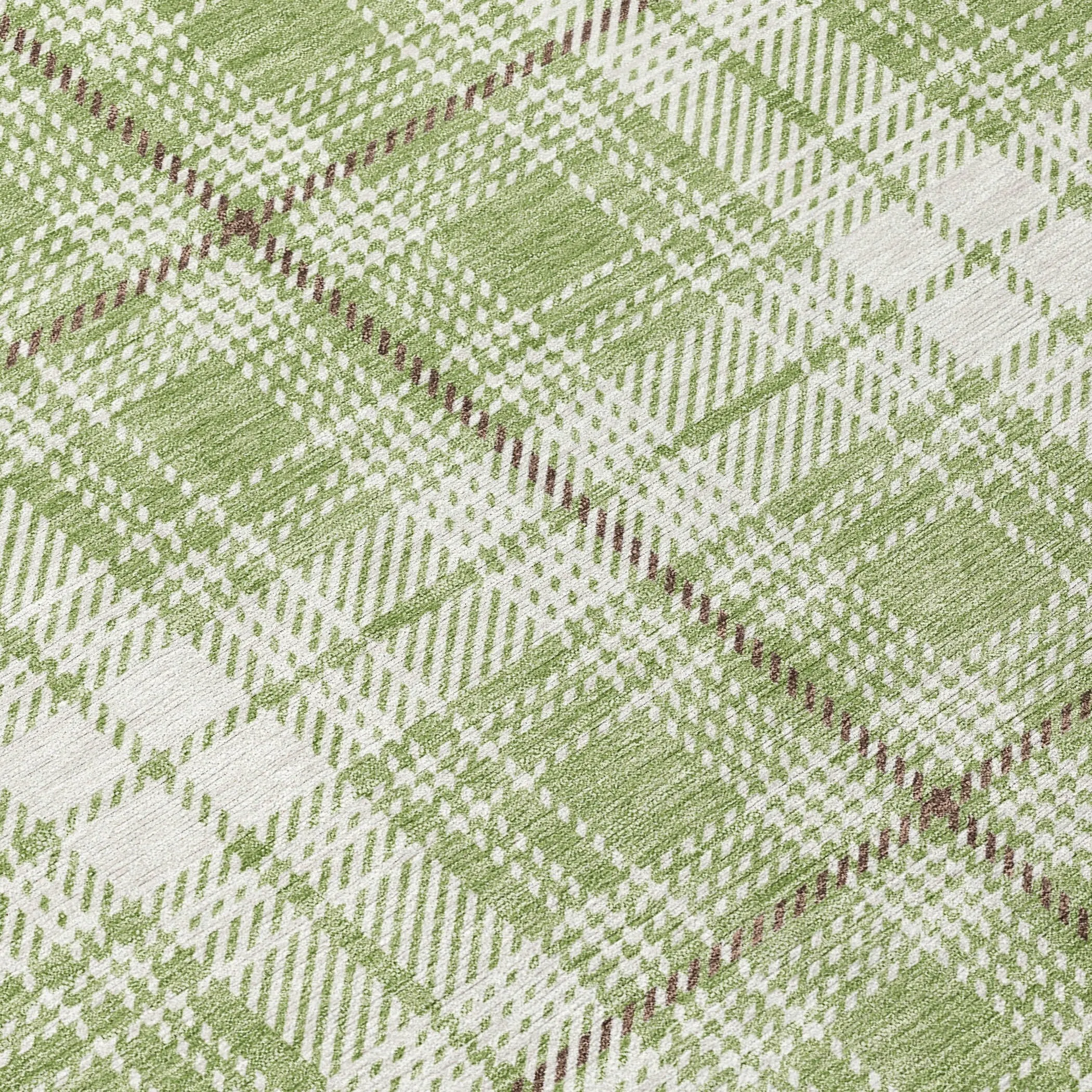 Machine Washable Indoor/ Outdoor Plaid Chantille Rug